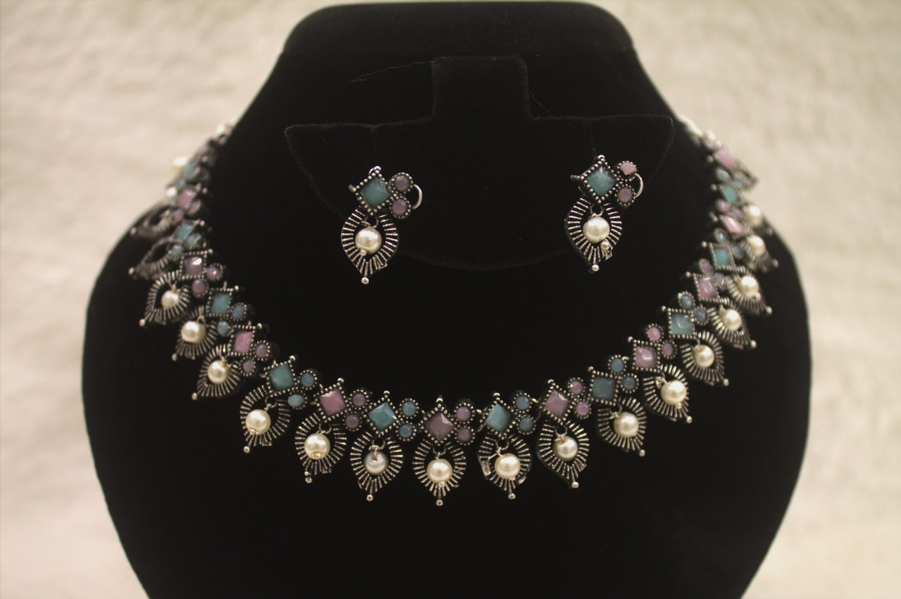 "Oxidised Jewellery Necklace & Earring Set" Product code - 6196