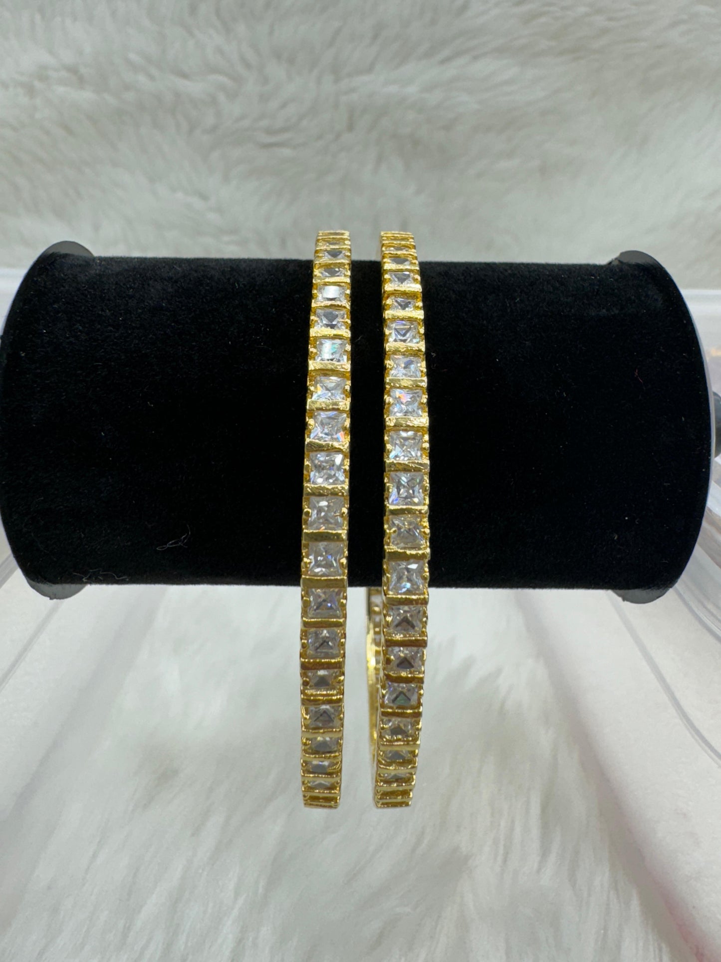 "Antique Gold-Plated AD Stone Bangles" Product code - 6722