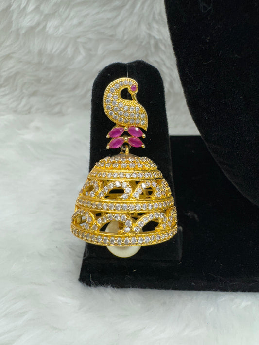 "Peacock Ruby Gold Necklace Set" product Code - 6100