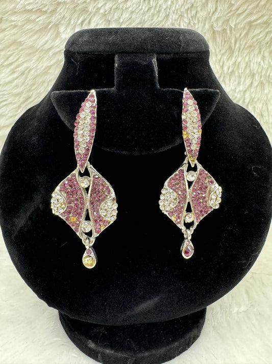 "Pink Crystal Leaf Necklace Set" Product Code- 6058