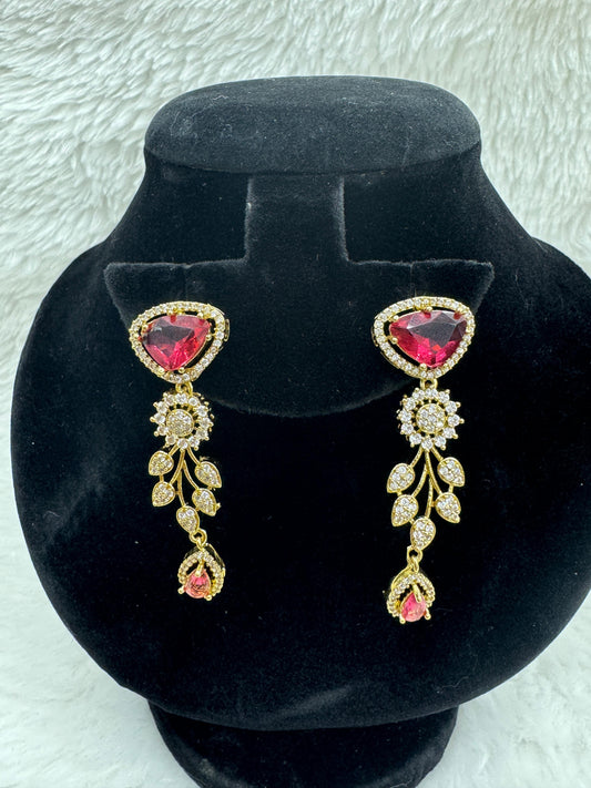 "Radiant Ruby Crystal Necklace & Earring Set " Product code - 6354