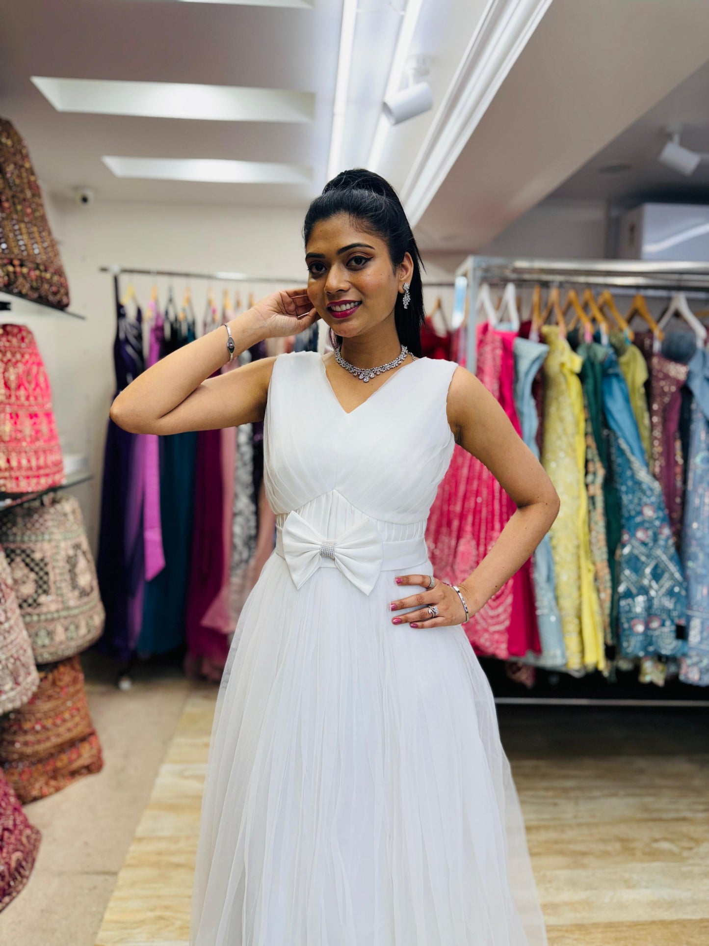 "Imperial Grace Bridal Ball Gown with Embroidered Lace & Without Sleeve" Product code - 2100