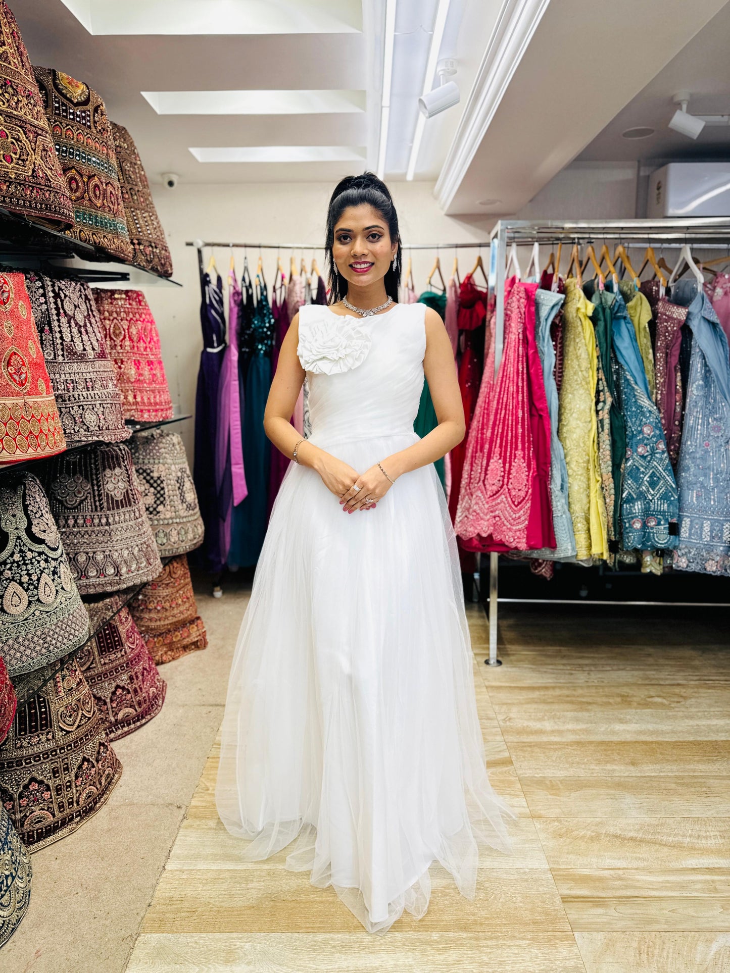 "Imperial Grace Bridal Ball Gown with Embroidered Lace & Without Sleeve" Product code - 2107