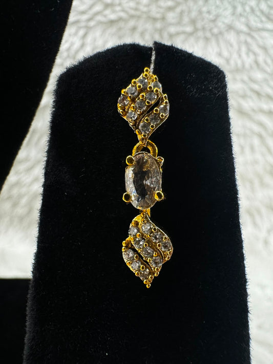Elegant Gold-Tone Leaf Motif Necklace & Earrings Jewelry Set -7459