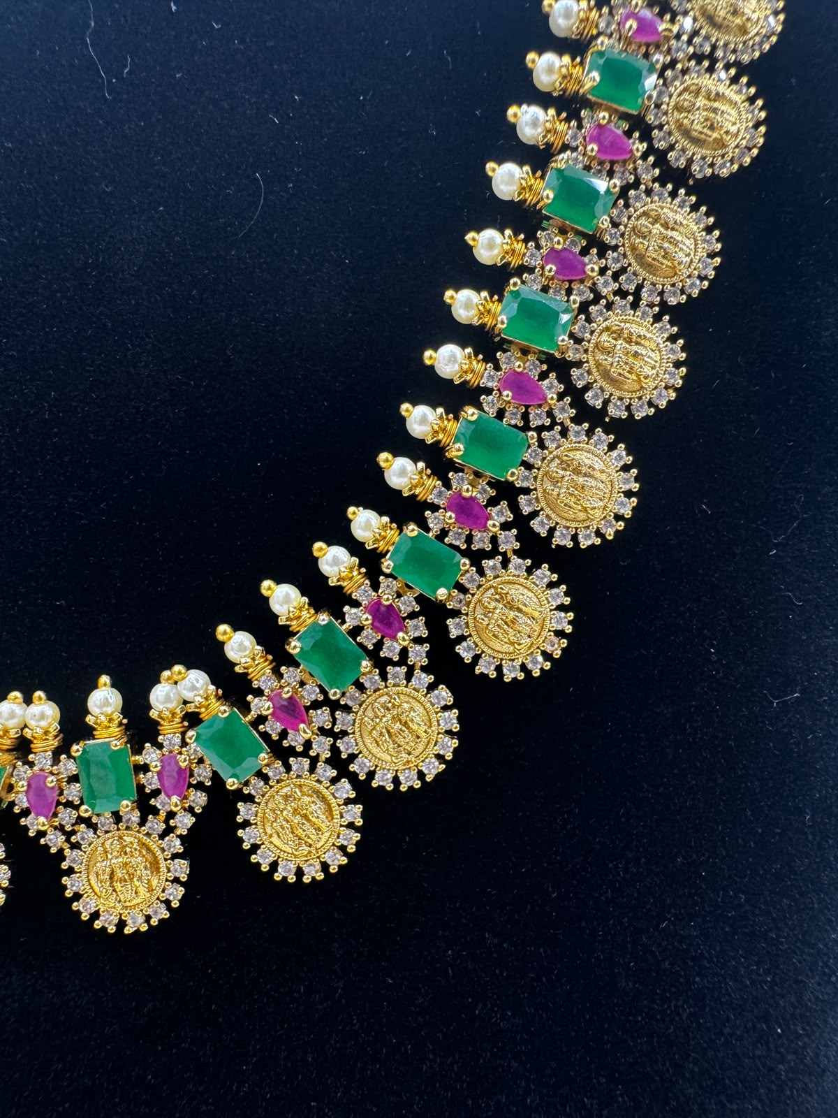Elegant Green and Gold Bridal Necklace ang Earring set-7488
