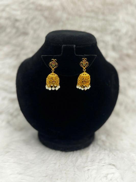 Antique Gold Designer Jhumka Treditional south indian Jewellery-7142