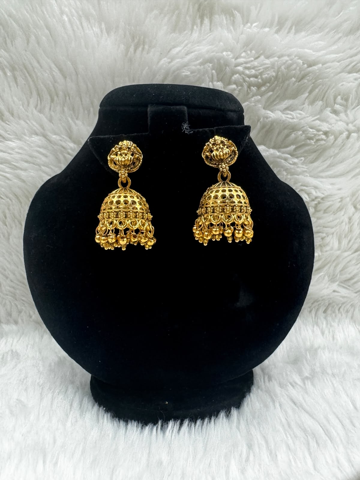 Antique gold Plated Jaali Jhumka Earrings -7231