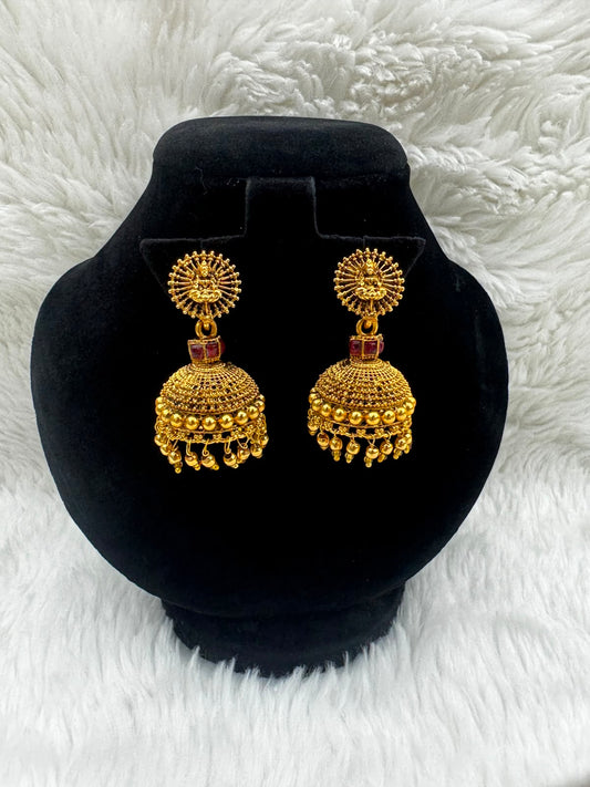 AntiqueGoldplatedJhumkaEarrings set-7203
