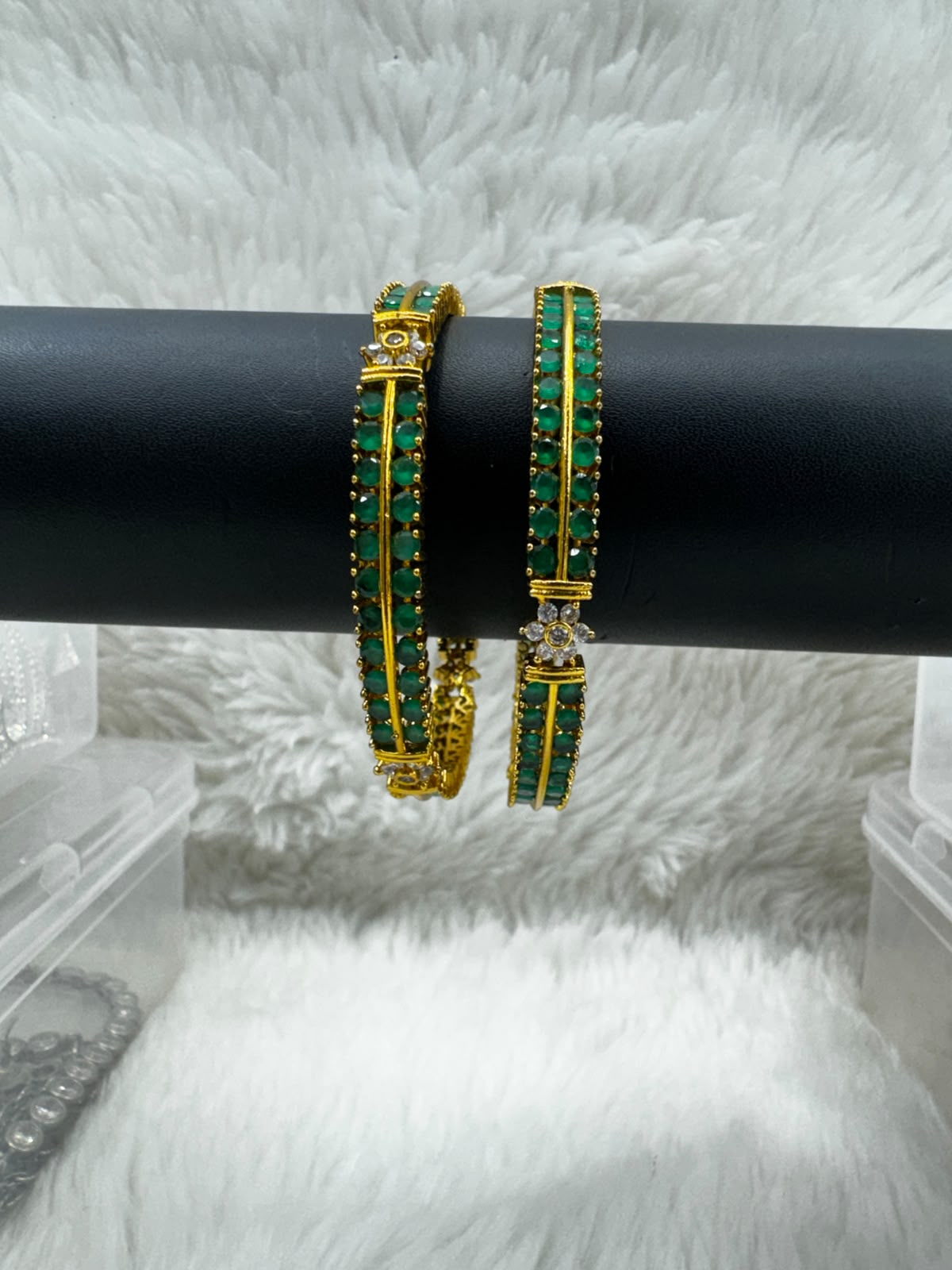Green stones Design and Antique Bangles-7162