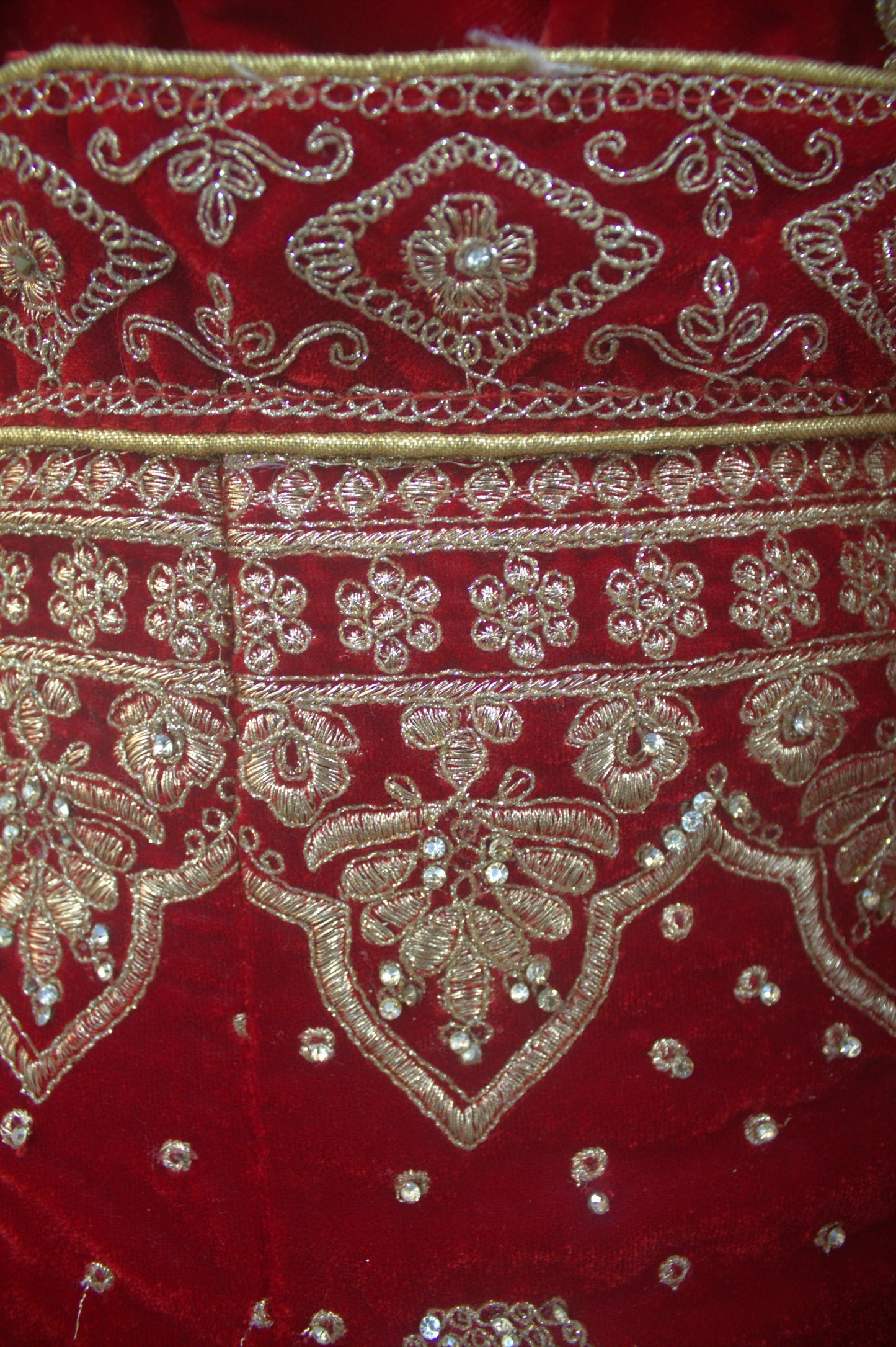 “Crimson Red Velvet Bridal Lehenga with Intricate Zari & Sequin Embroidery” Product code-1226