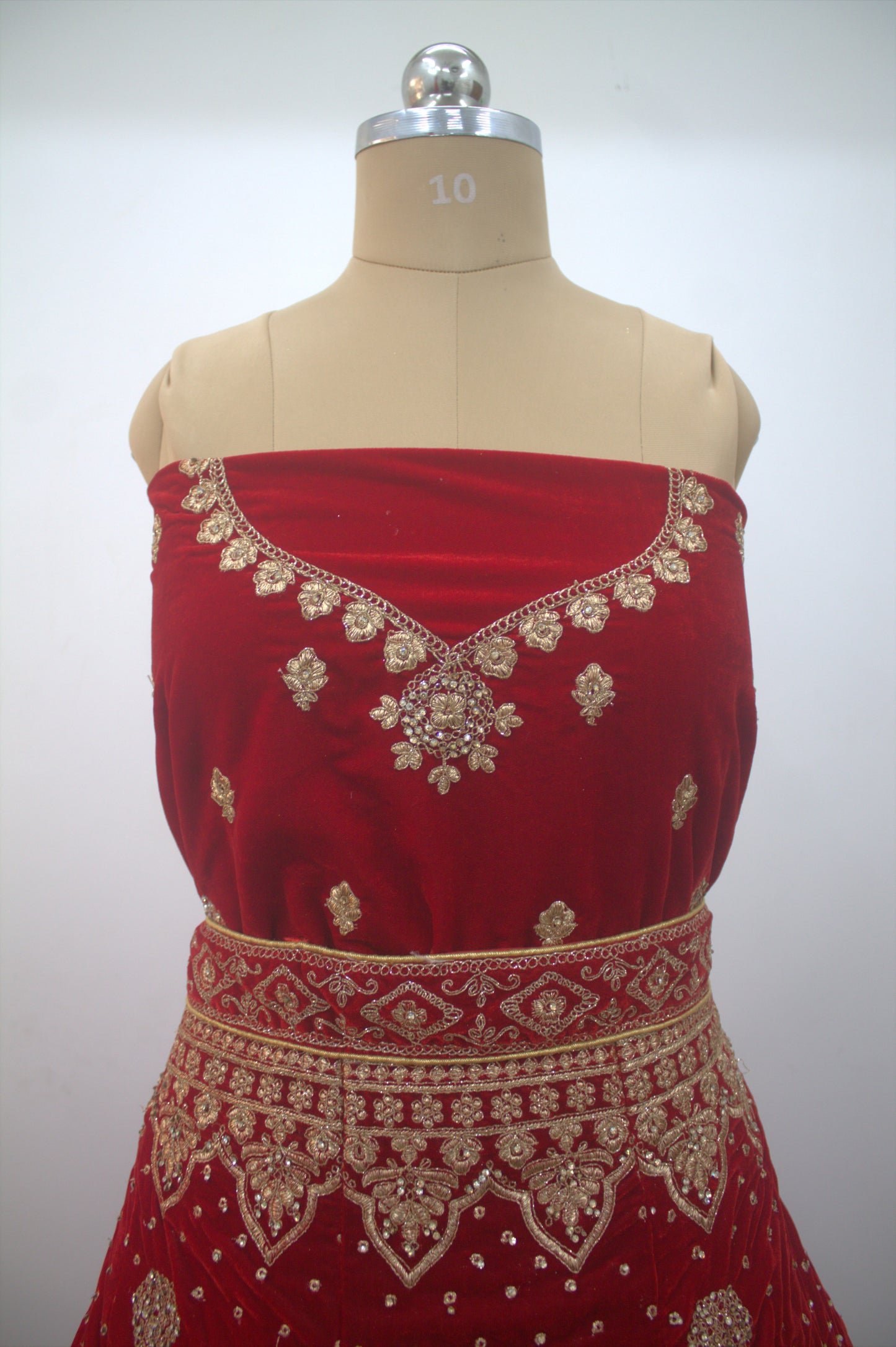 “Crimson Red Velvet Bridal Lehenga with Intricate Zari & Sequin Embroidery” Product code-1226