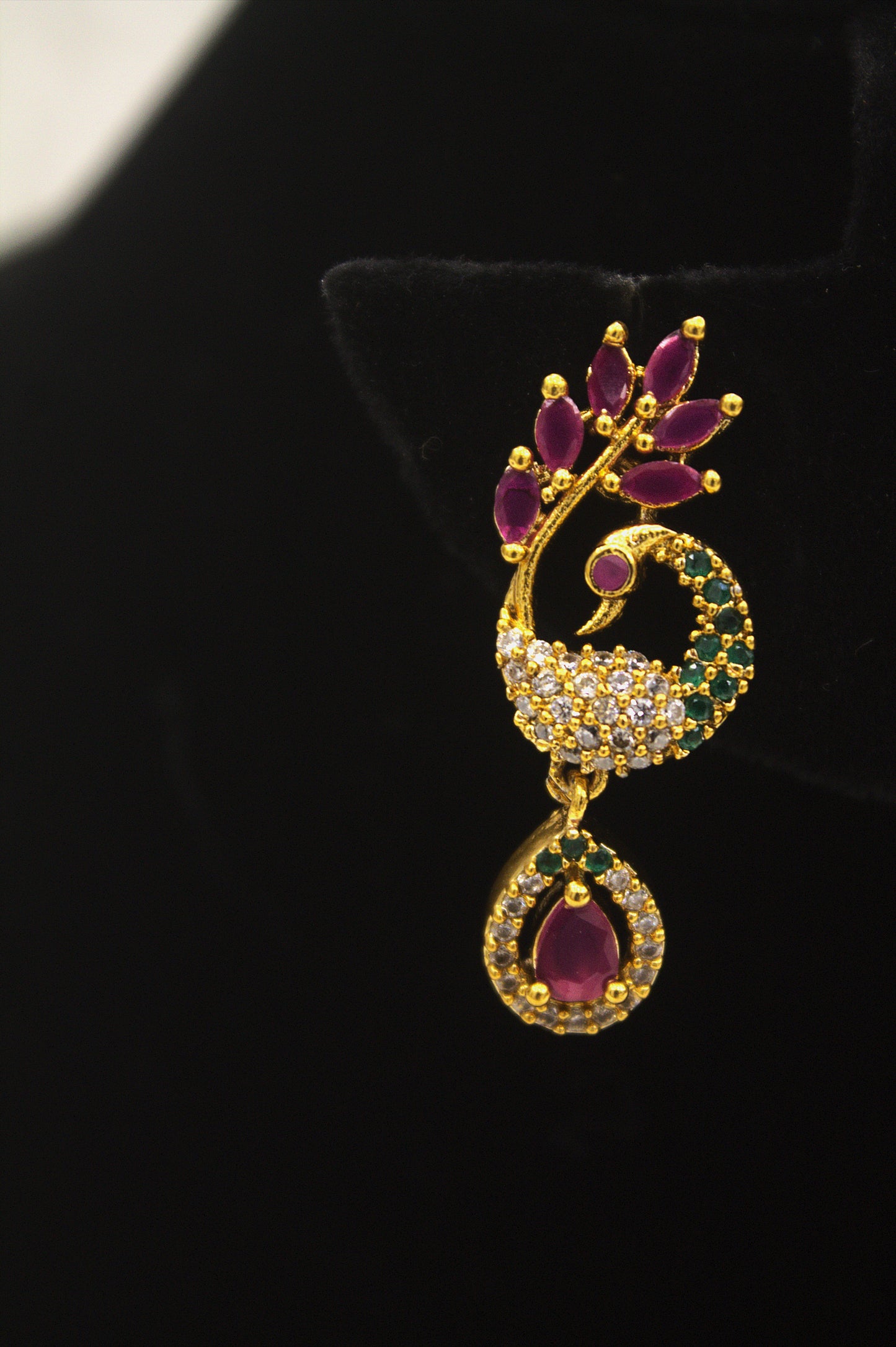 "Royal Ruby Crystal Drop Necklace & Earring Set" Product code-6015
