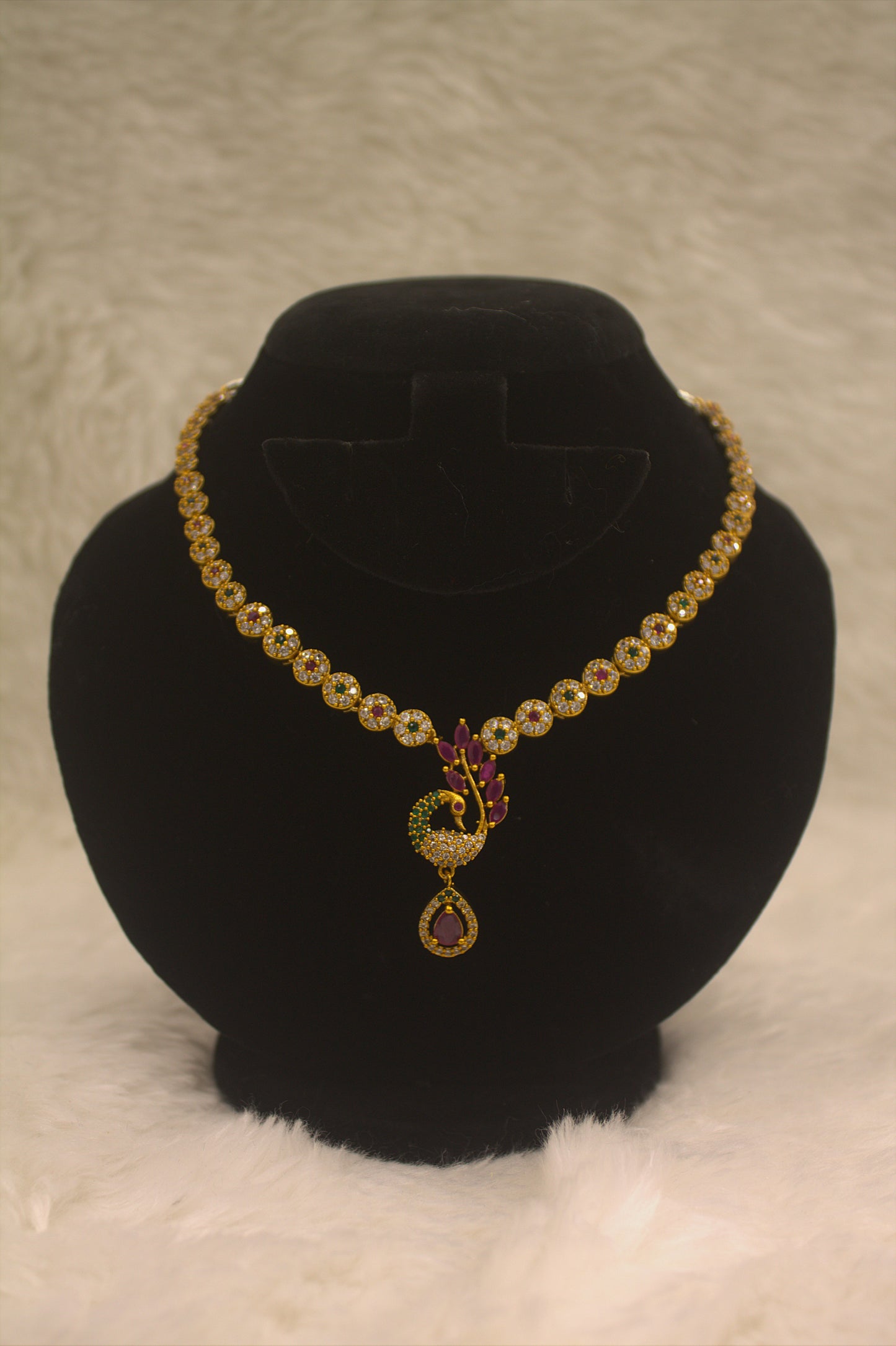 "Royal Ruby Crystal Drop Necklace & Earring Set" Product code-6015