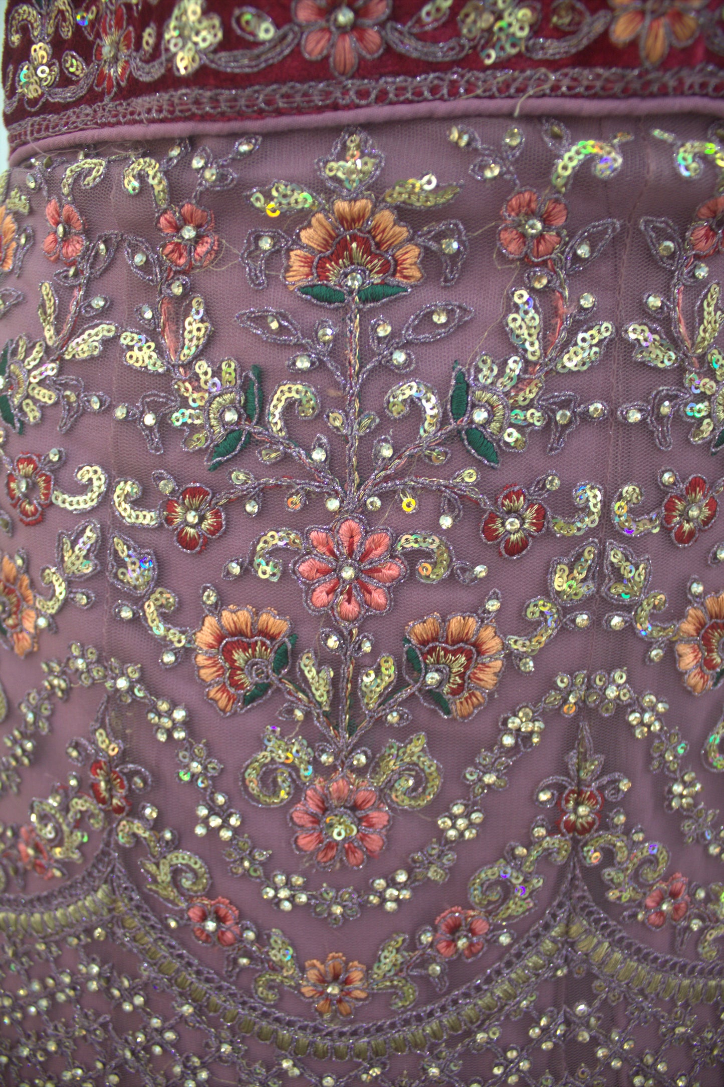 “Rose Pink Velvet Bridal Lehenga with Paisley Motifs & Heavy Zari Embroidery” Product code-1095