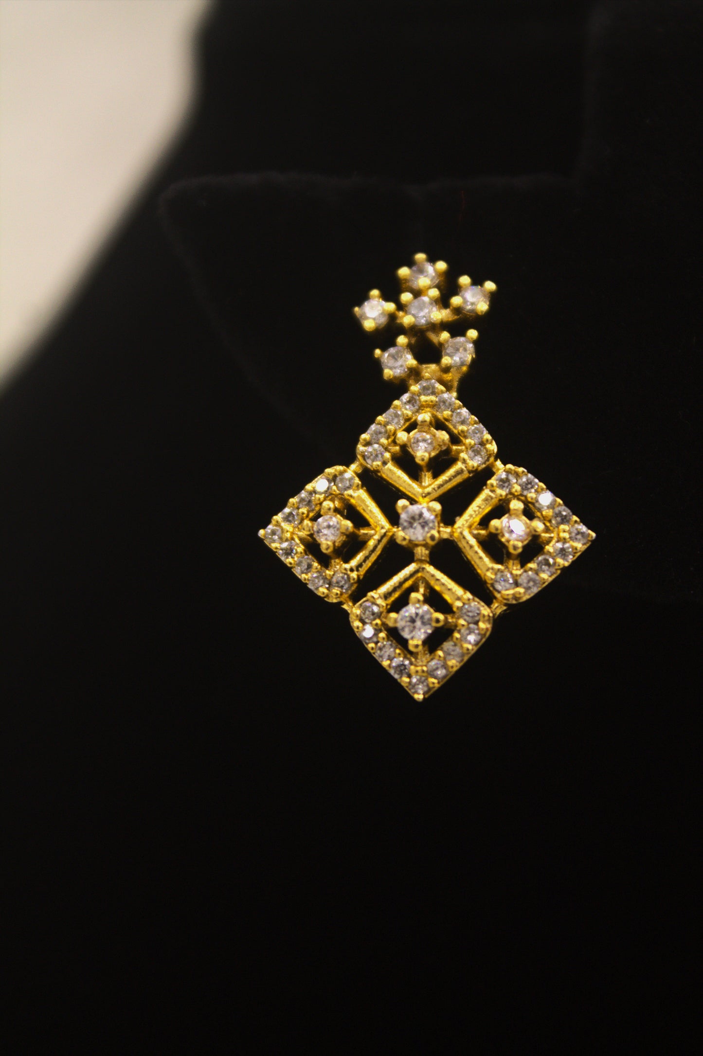 “Gold-Plated Geometric CZ Necklace & Earrings Set” Product code-6339