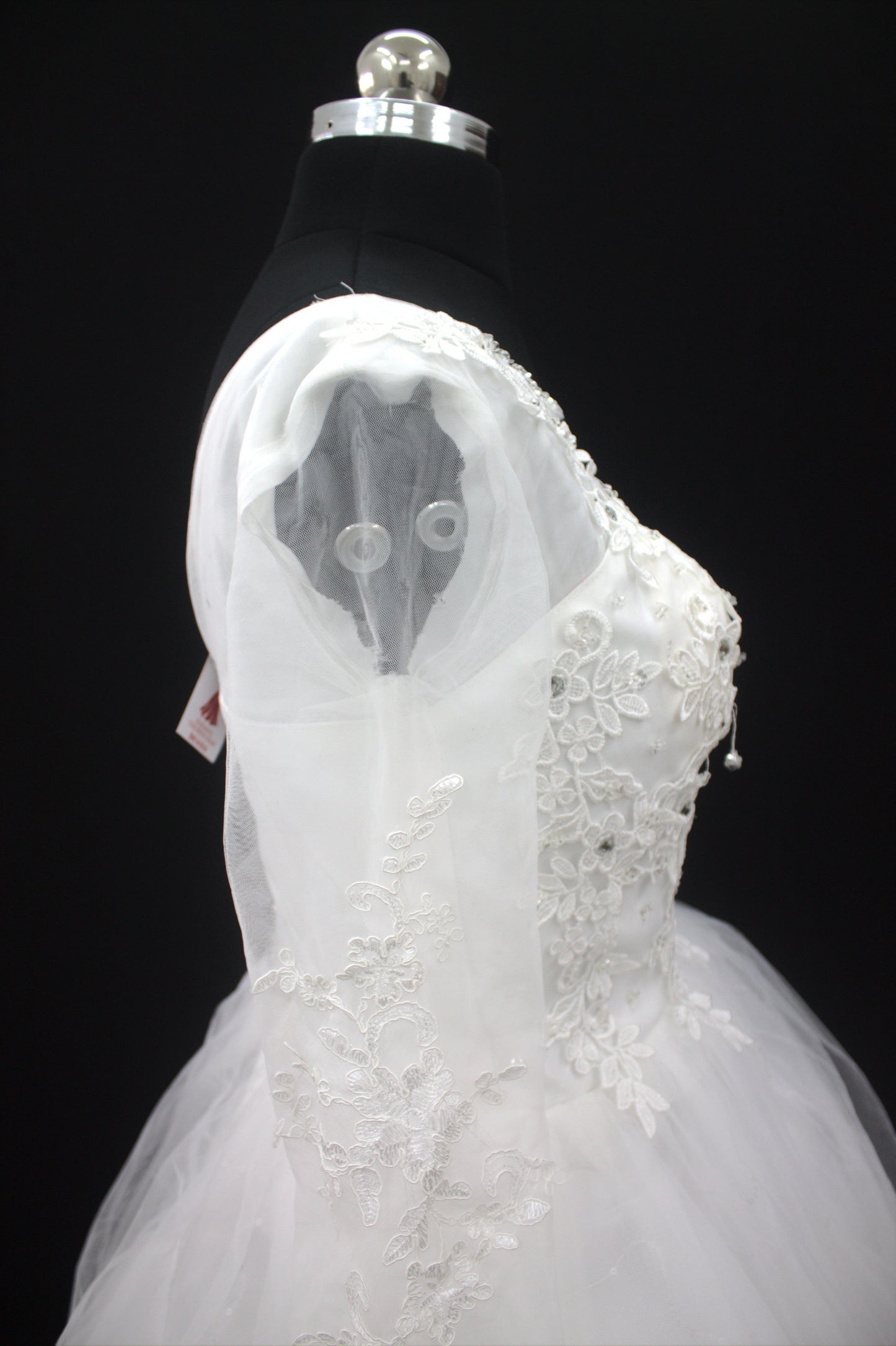 “Celeste Elegant Long Sleeve Ball Gown Wedding Dress with Lace Appliqués & Illusion Neckline-White Gown” Product code-2099