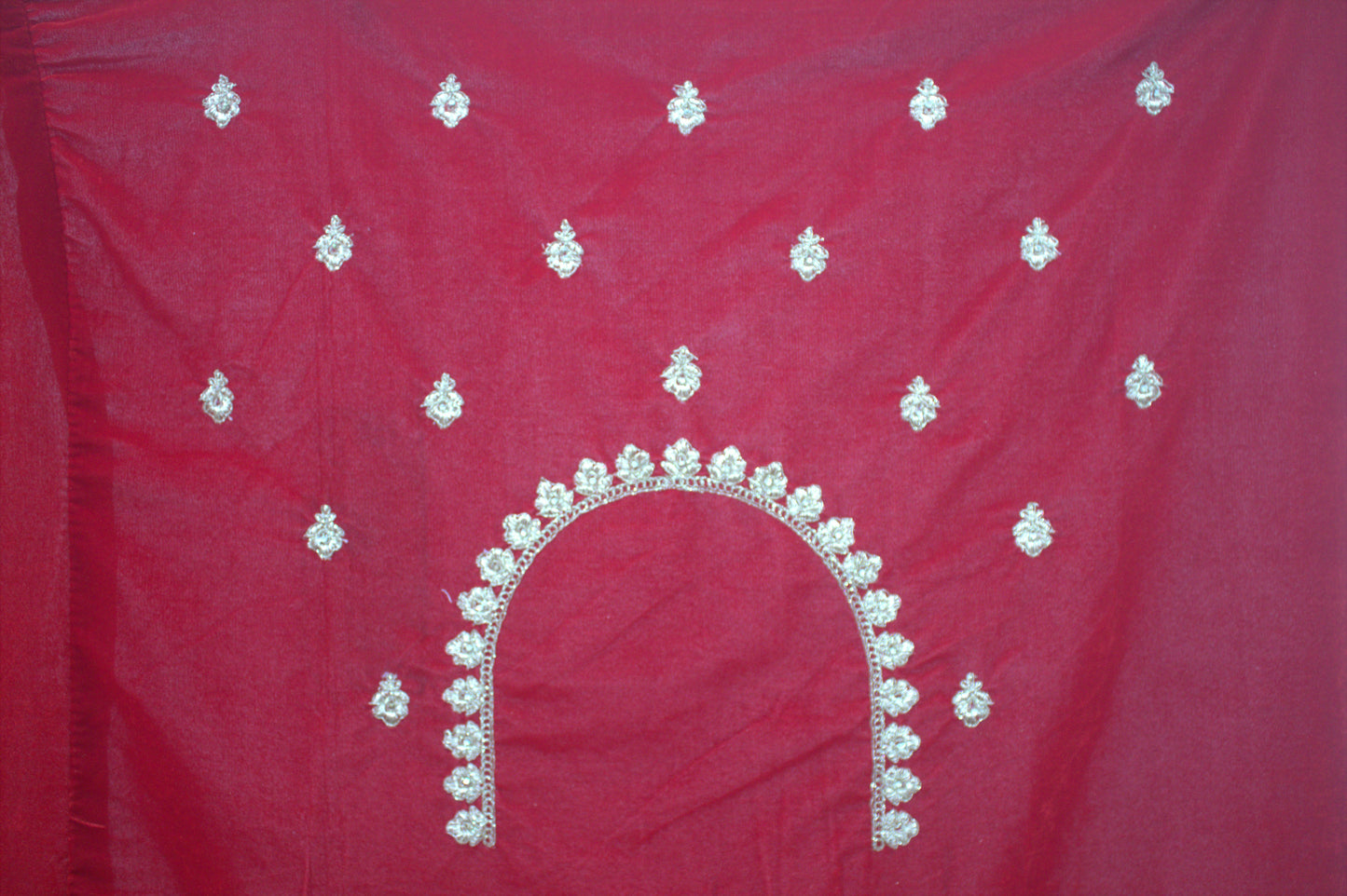 “Crimson Red Velvet Bridal Lehenga with Intricate Zari & Sequin Embroidery” Product code-1226