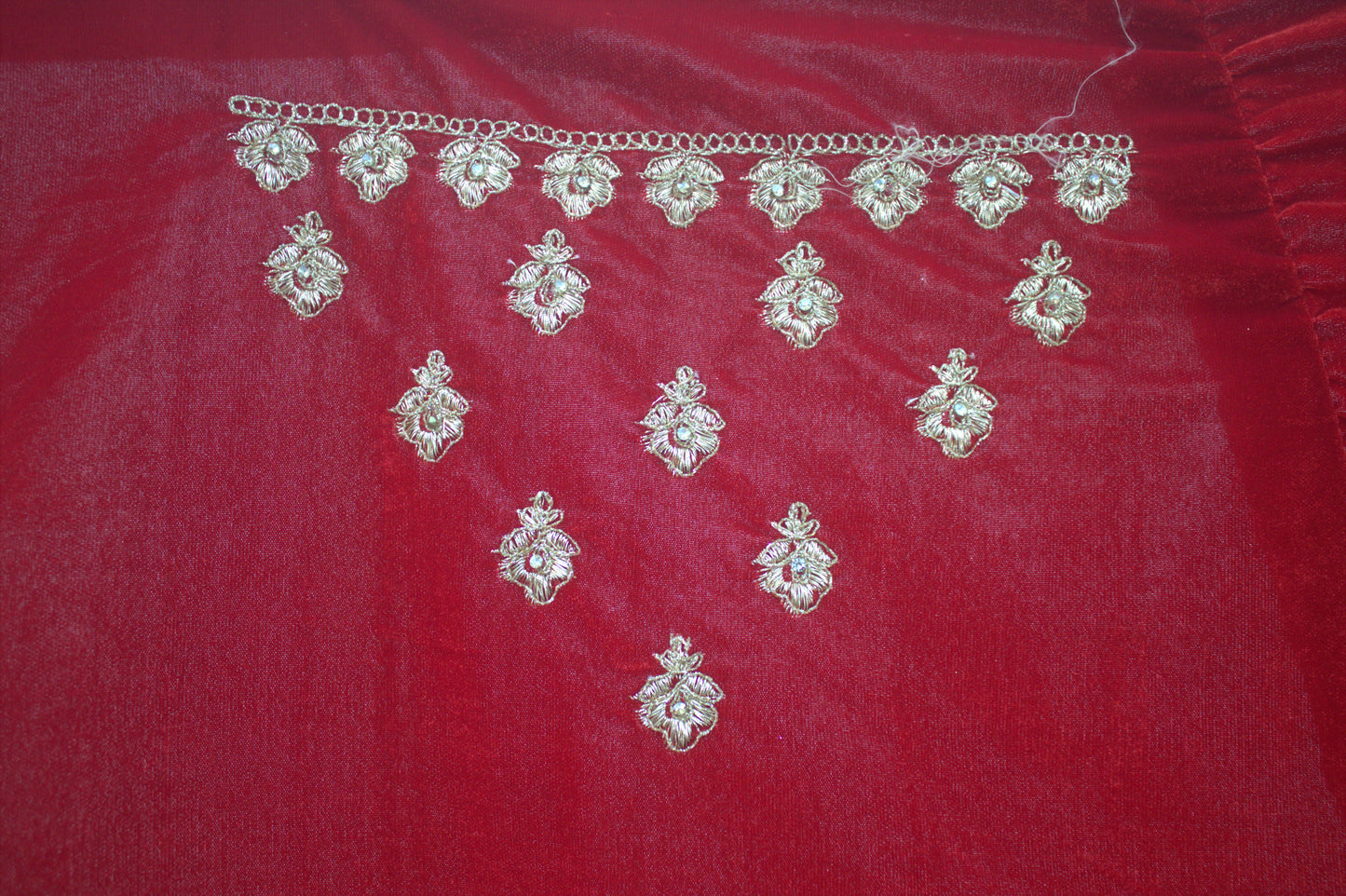 “Crimson Red Velvet Bridal Lehenga with Intricate Zari & Sequin Embroidery” Product code-1226
