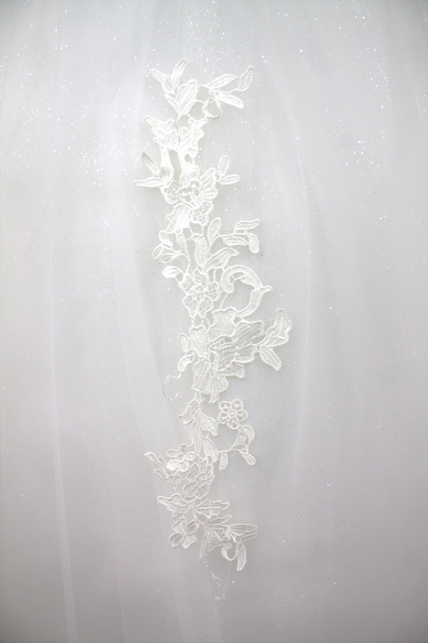 "White Beaded Tulle Ball Gown Wedding Dress with Sheer Lace Short Sleeves & Satin Waist Detail-White Gown" Product code-2019