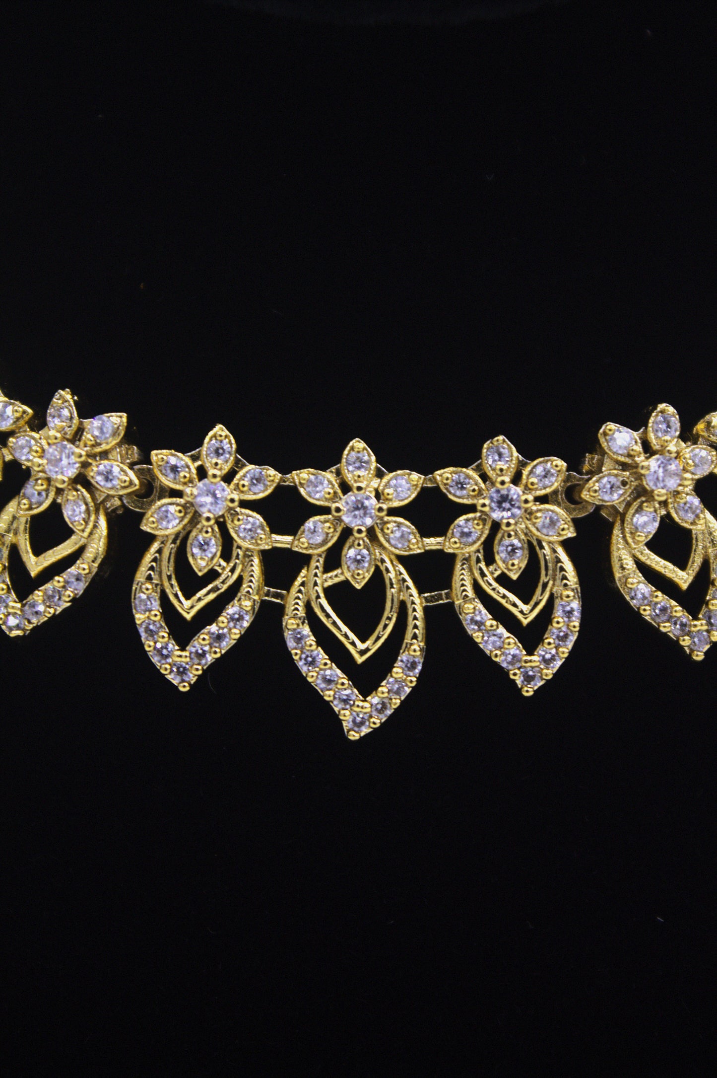 “Sparkling Blossom Choker Necklace with Matching Earrings” Product code-6331