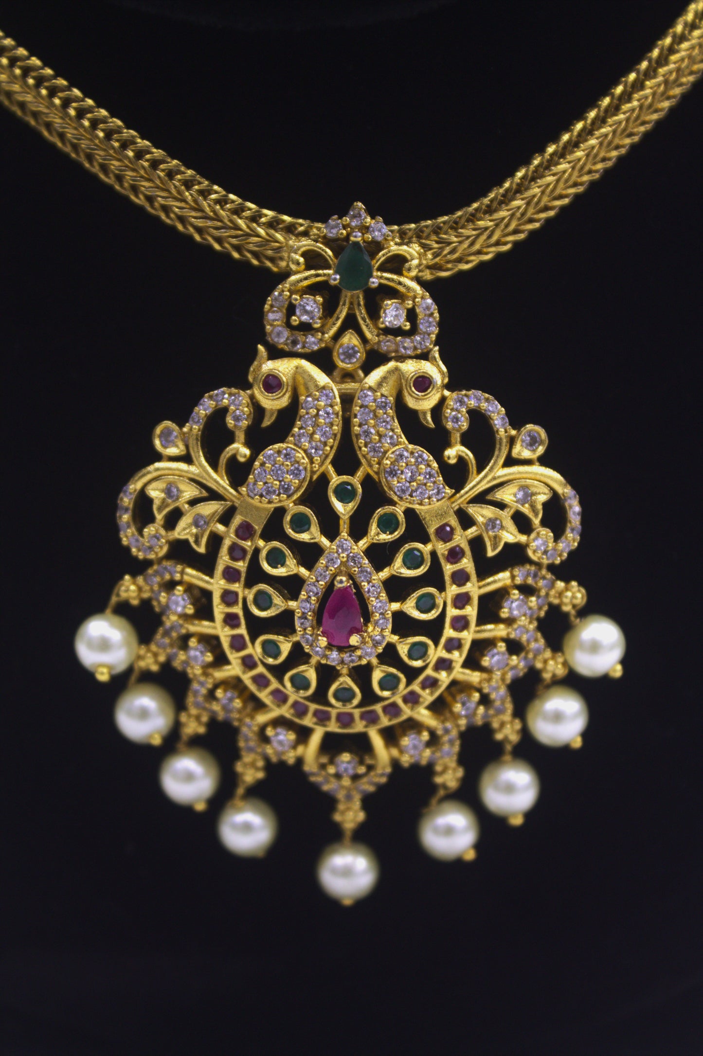 “Traditional Gold-Plated Bridal Necklace Set with Pearls & Earrings” Product code-6012