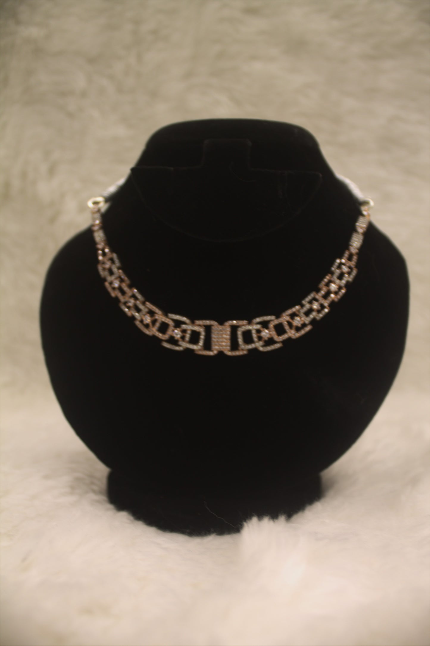 “Elegant Silver Crystal Choker Necklace & Drop Earring Set” Product code-6041