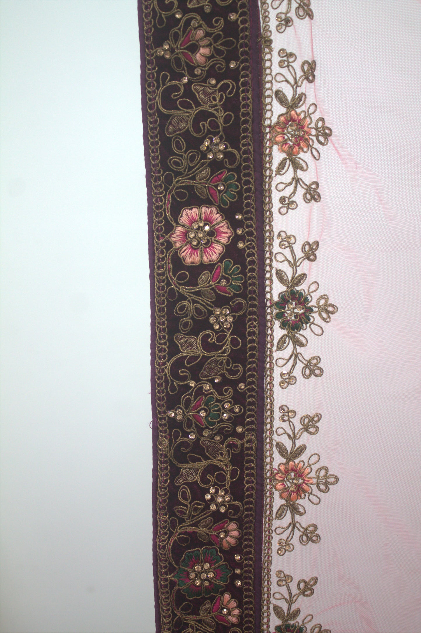 “Plum Velvet Bridal Lehenga with Intricate Floral Embroidery & Net Dupatta” Product code-1310