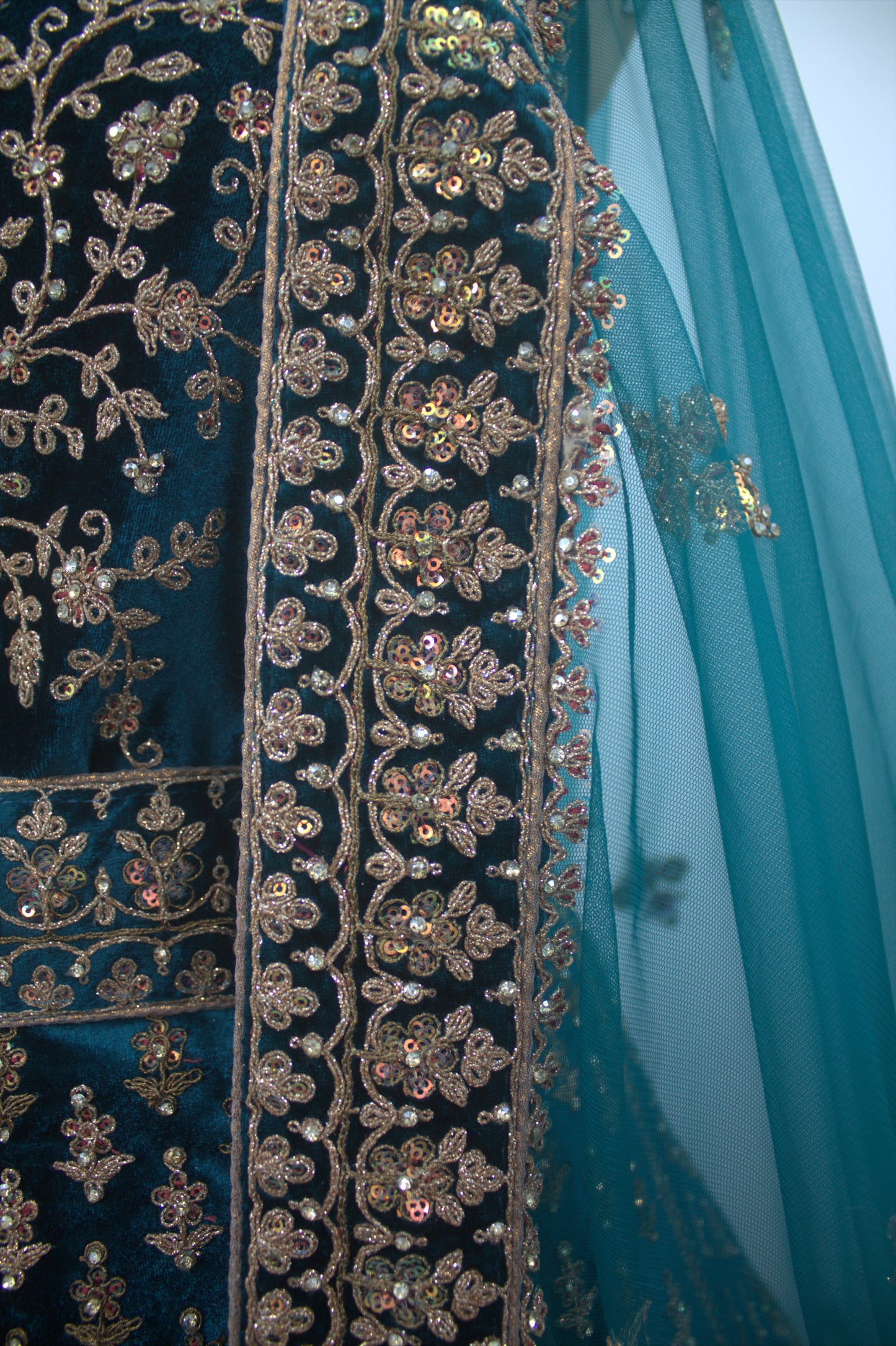 “Emerald Majesty Heavy Embroidered Bridal Lehenga with Sequins & Zari Work” Product code-1247