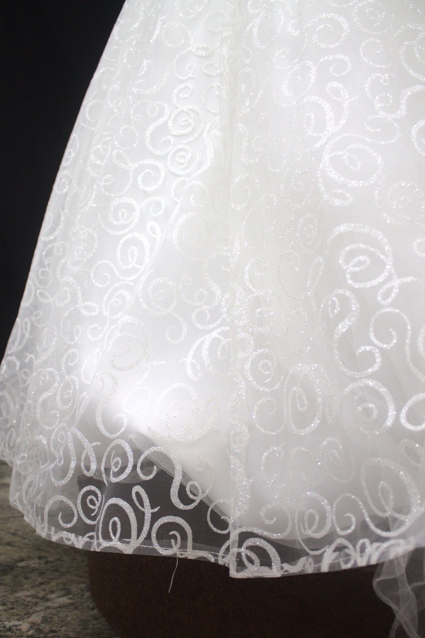 "Whispering Bloom Embroidered Ball Gown with Draped Straps White Gown" Product code-2004