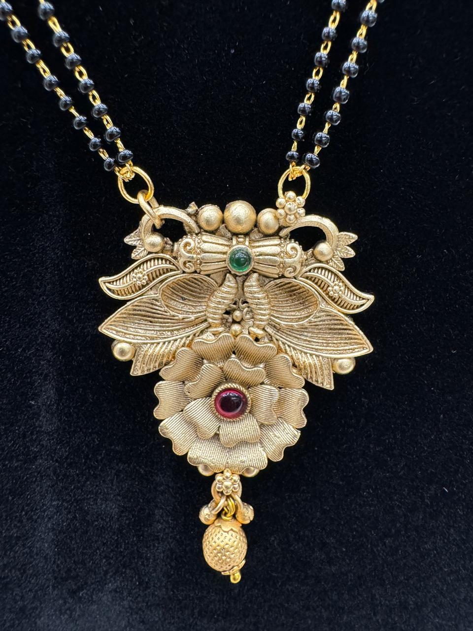 "Antique Gold Floral Mangalsutra Set" Product code - 6068