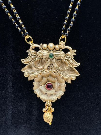 "Antique Gold Floral Mangalsutra Set" Product code - 6068