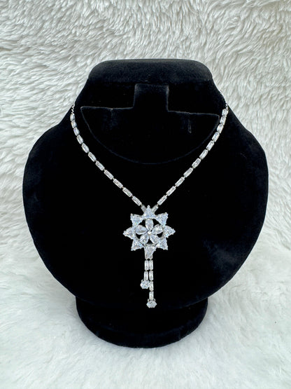 "Silver Starburst Crystal Necklace Set" Product Code - 6049