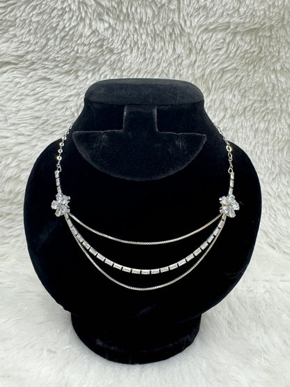 "Silver Crystal Layered Necklace Set" Product Code - 6051