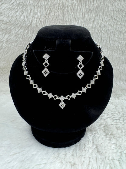 "White Stone Necklace & Earring Set" Product code - 6595