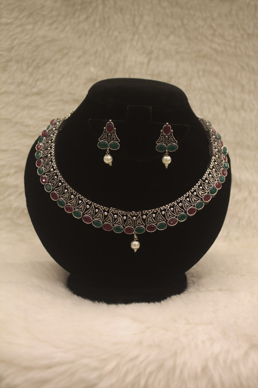 "Oxidised Jewellery Necklace &amp; Earring Set" Product code - 6195