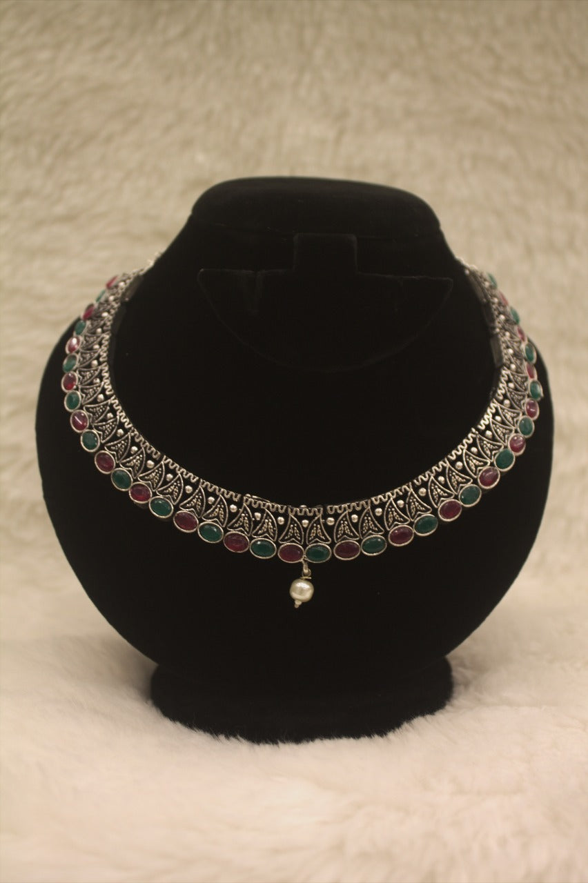 "Oxidised Jewellery Necklace &amp; Earring Set" Product code - 6195
