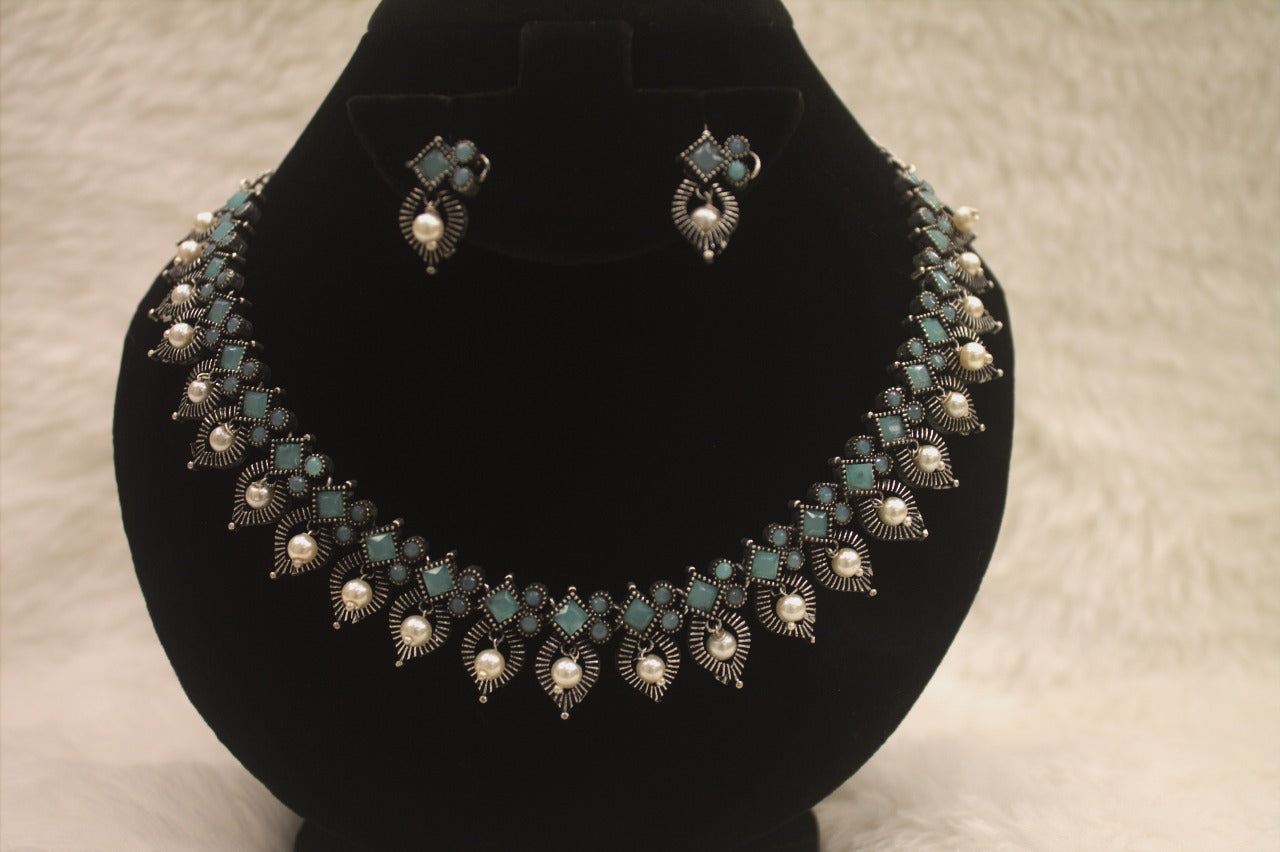 "Oxidised Jewellery Necklace &amp; Earring Set" Product code - 6193