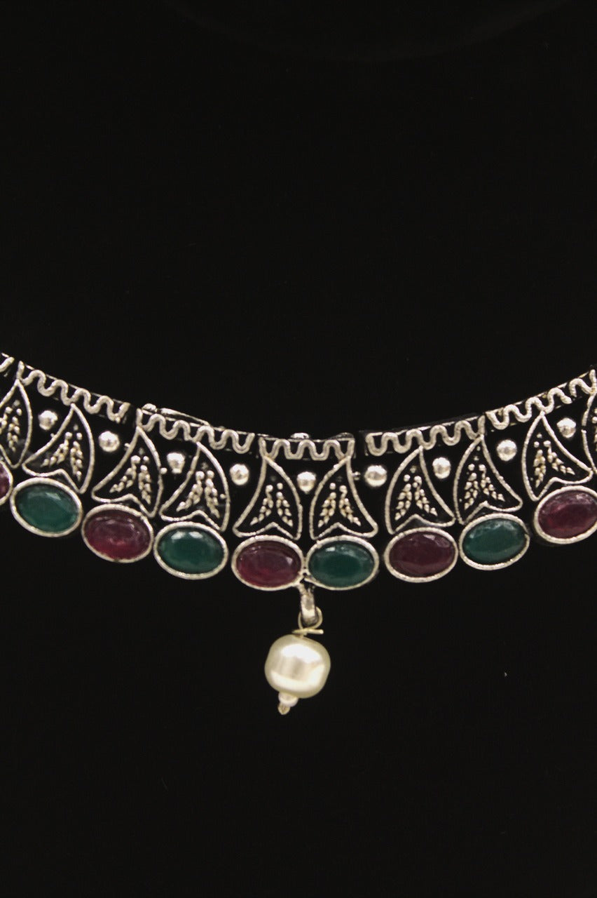 "Oxidised Jewellery Necklace &amp; Earring Set" Product code - 6195