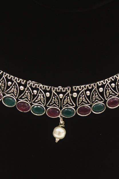 "Oxidised Jewellery Necklace &amp; Earring Set" Product code - 6195