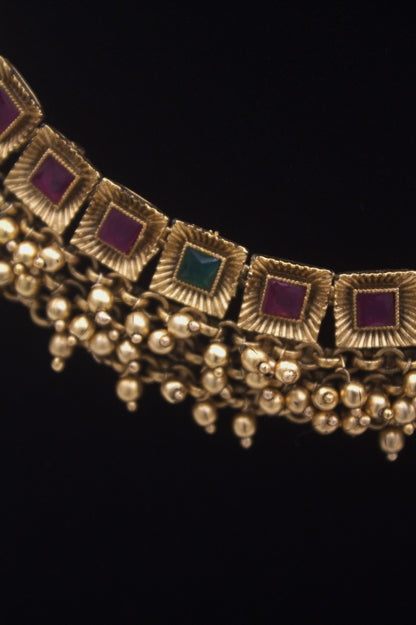 "Antique Gold-Plated Necklace & Earring Set" Product code - 6178