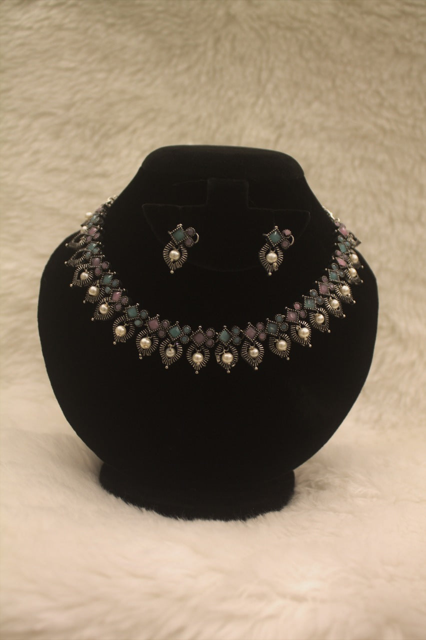 "Oxidised Jewellery Necklace &amp; Earring Set" Product code - 6196