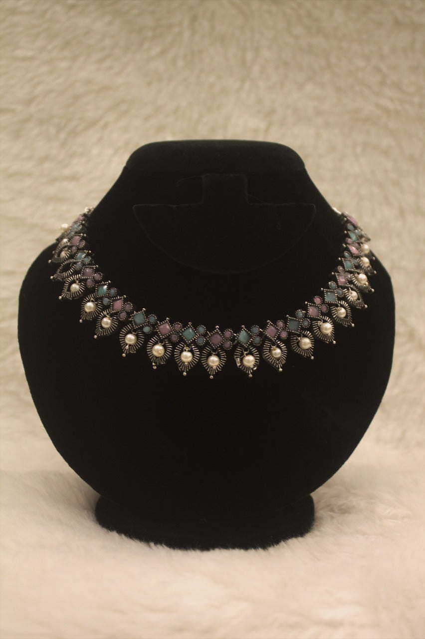 "Oxidised Jewellery Necklace &amp; Earring Set" Product code - 6196