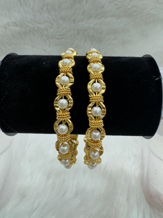 "Antique Gold-Plated Pearl Bangles" Product code - 6392