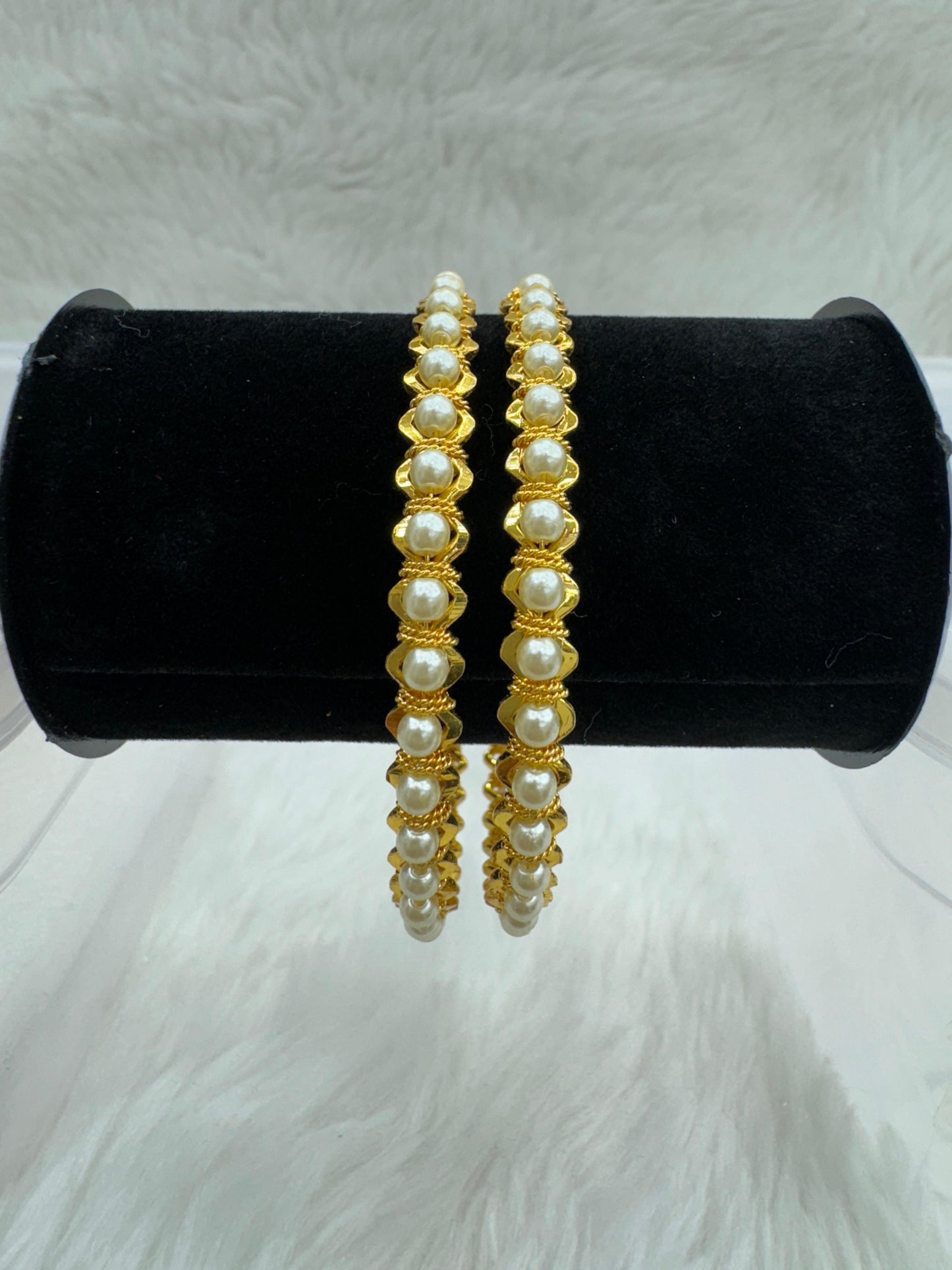 "Antique Gold-Plated Pearl Bangles" Product code - 6279