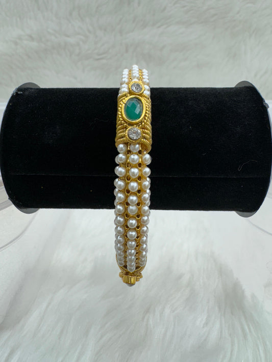 "Antique Gold-Plated Pearl Bangles" Product code - 6235