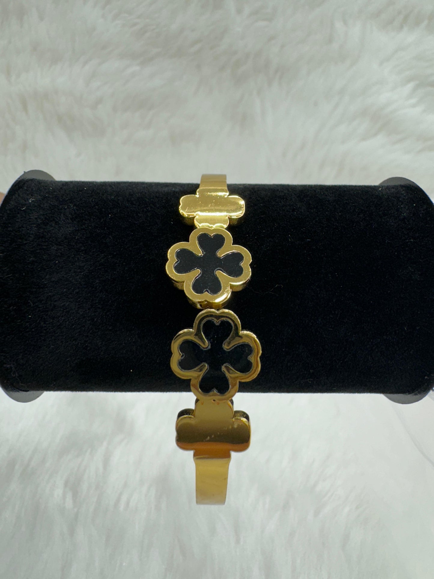 "Elegant Gold-Plated With Black Stone Bracelet" Product code - 6468