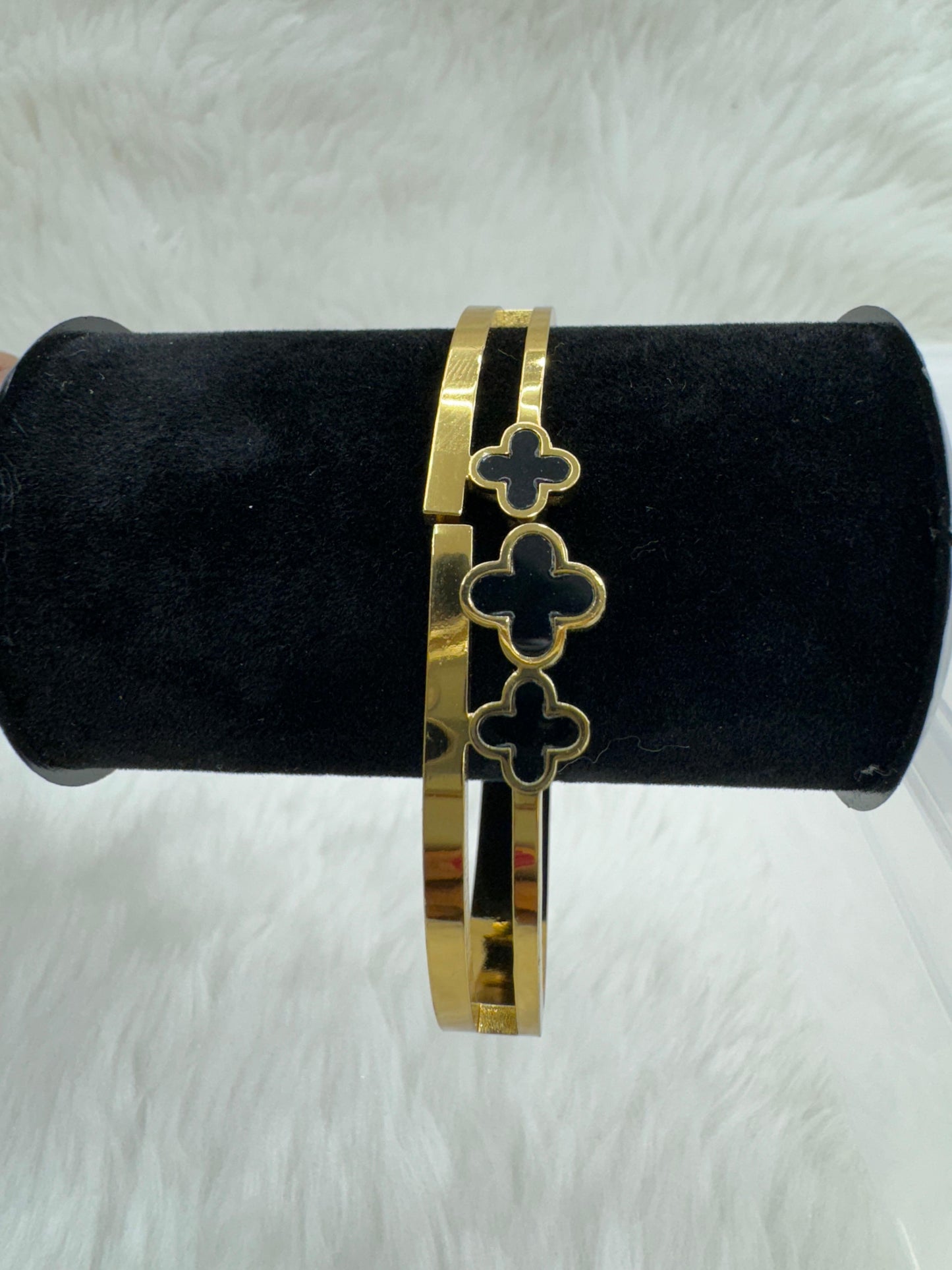 "Elegant Gold-Plated With Black Stone Bracelet" Product code - 6473