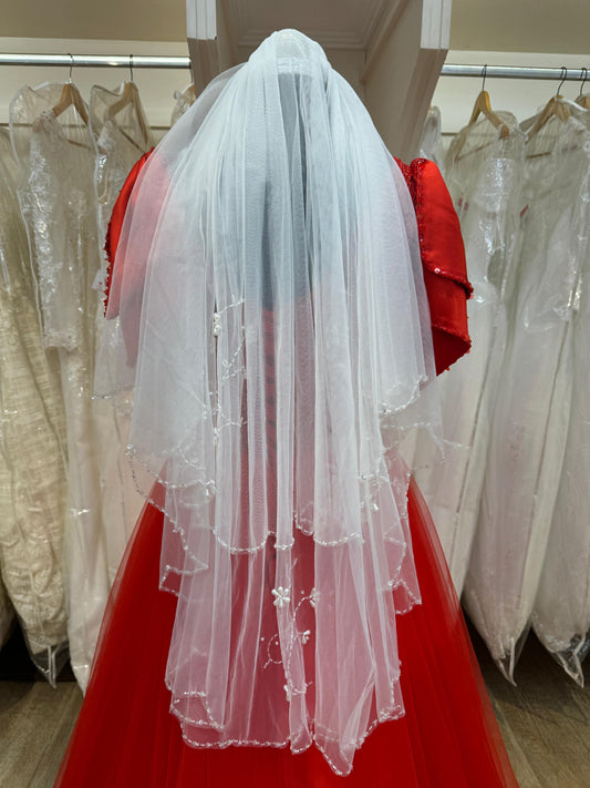 " Elegant Layered Bridal Short Veil" Product Code - 4262