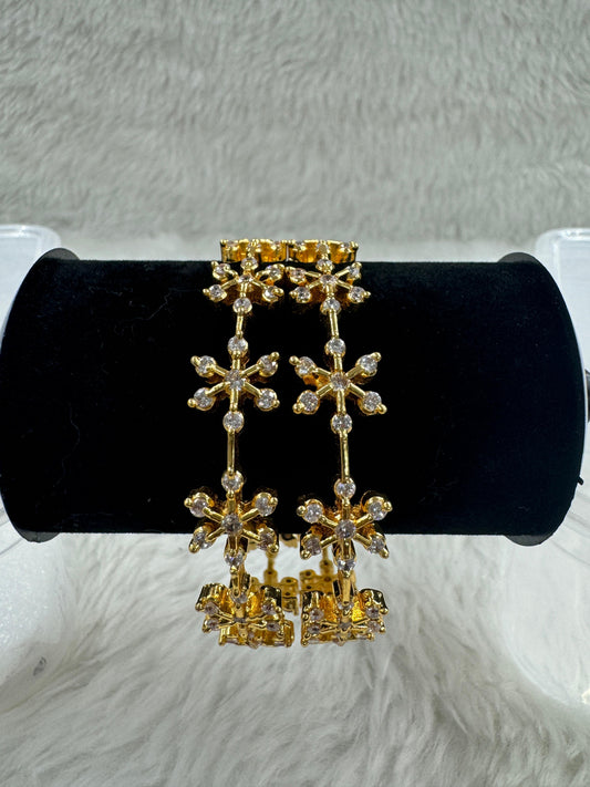 "Antique Gold-Plated AD Stone Bangles" Product " Product code - 6672