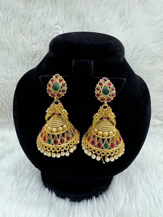 "Beautiful Gold-Plated With Multi stone Jimikki" Product code - 6085